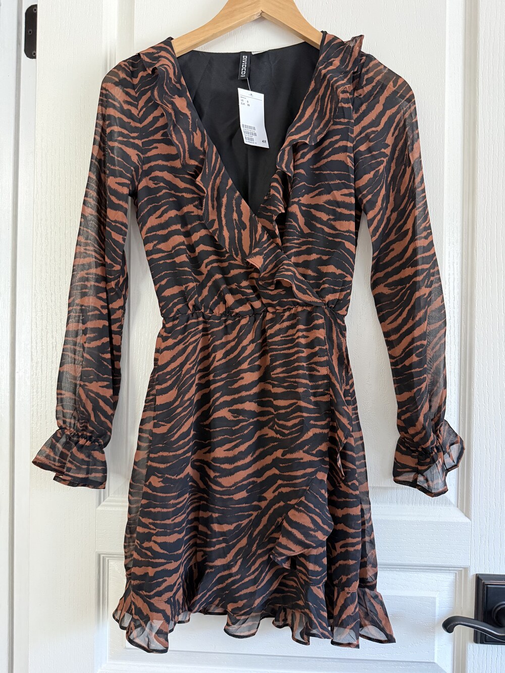 H&M New Tiger print wrap dress